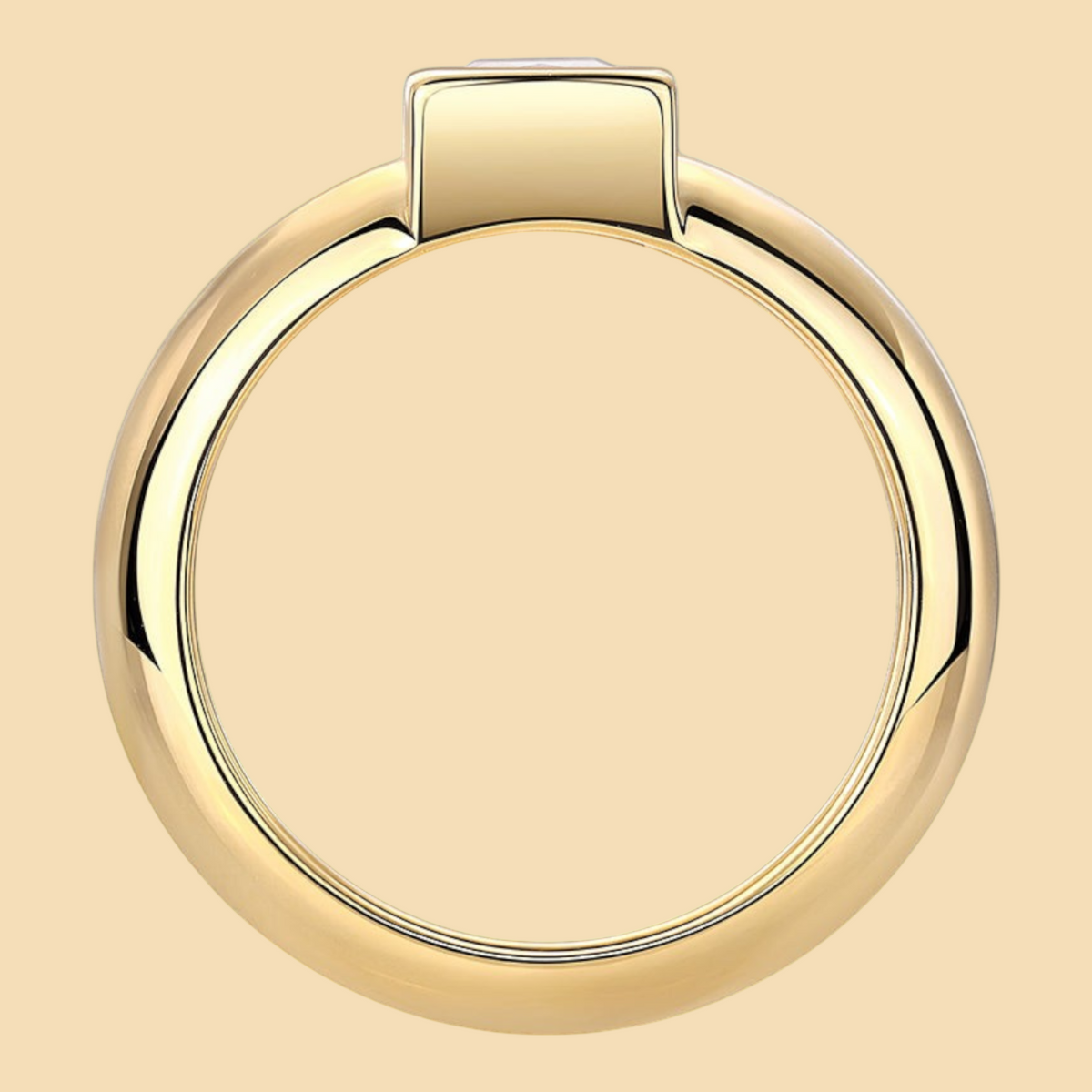 Square-cut moissanite ring with a gold-tone band, product photo 4 of 6