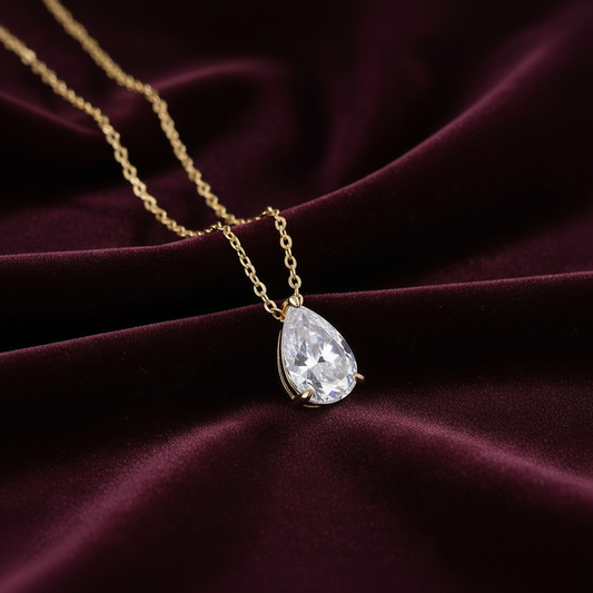 Under the Moon Pear Moissanite Necklace