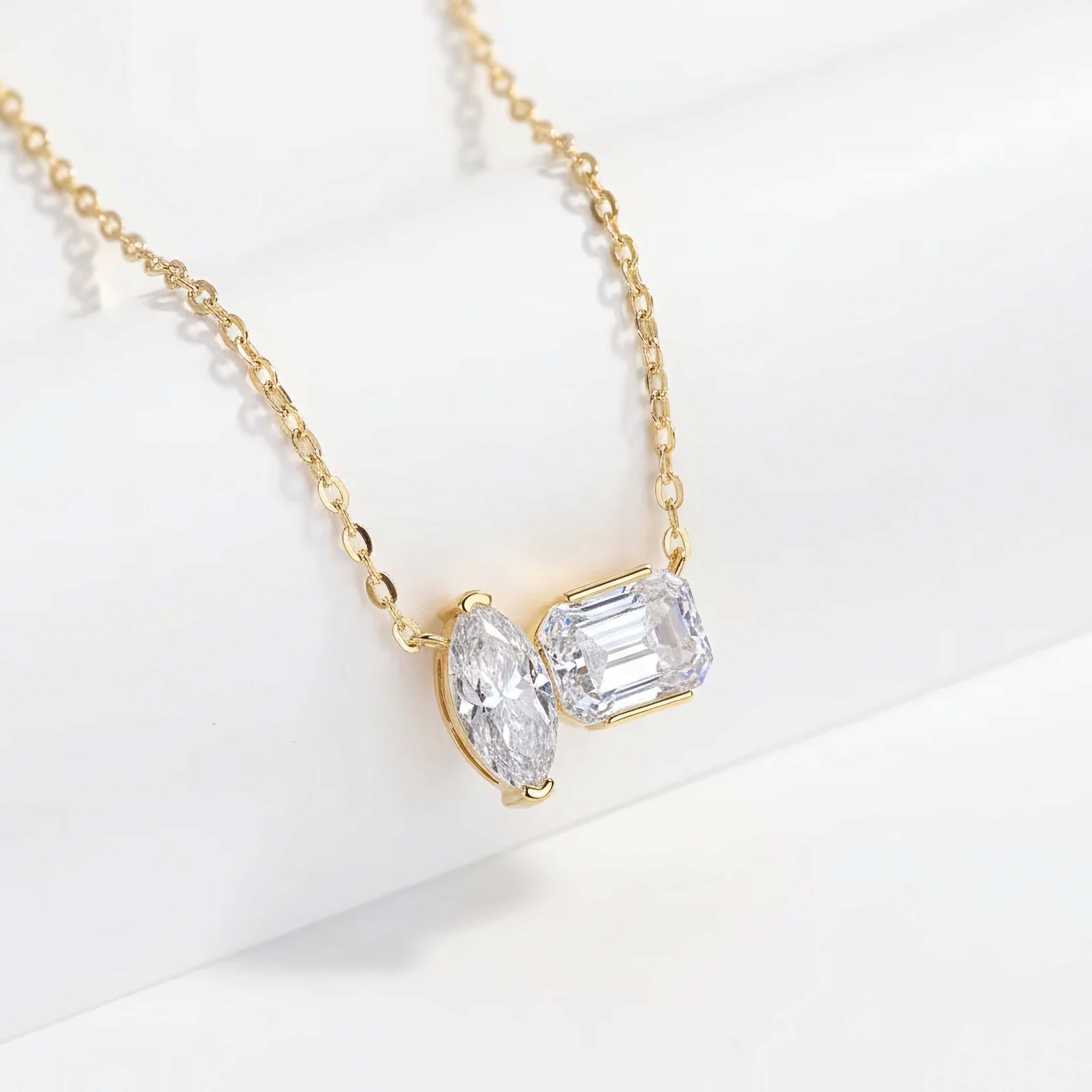 Dual Marquise Moissanite Pendant Necklace — product photo 2 of 2
