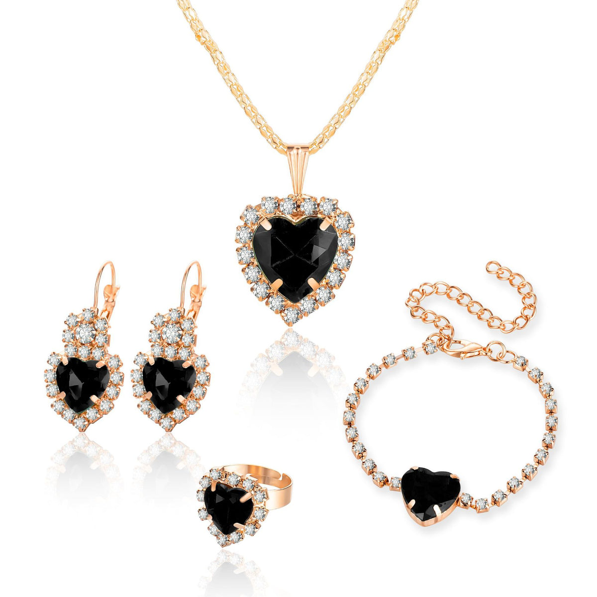 Heart & Rhinestone 4-Piece Jewelry Set — product photo 6 of 8