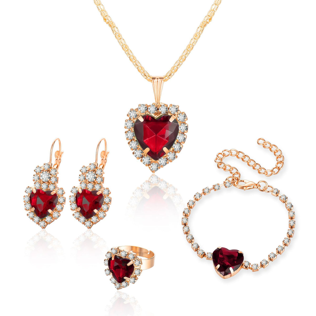 Heart & Rhinestone 4-Piece Jewelry Set — product photo 2 of 8