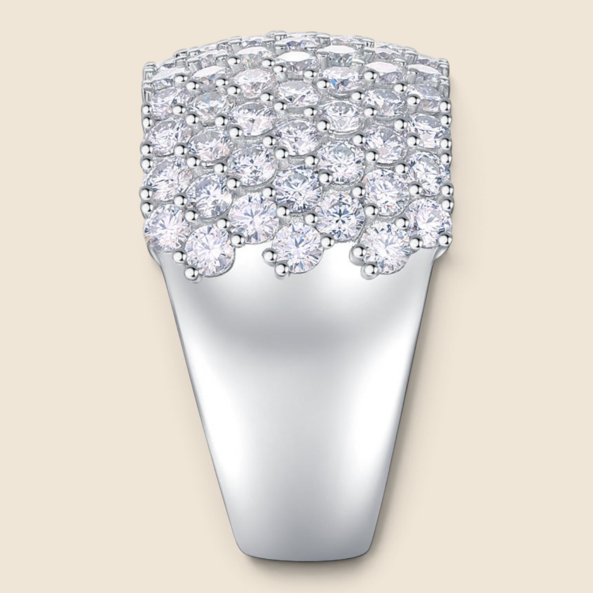Multi-row wide band moissanite ring, product photo 6 of 6