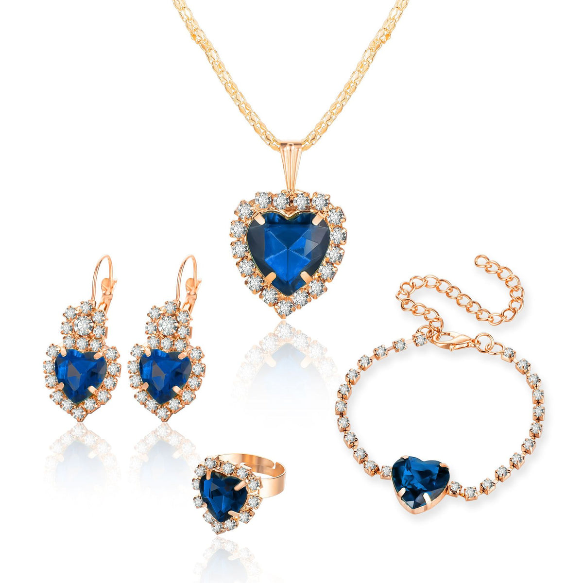 Heart & Rhinestone 4-Piece Jewelry Set — product photo 7 of 8