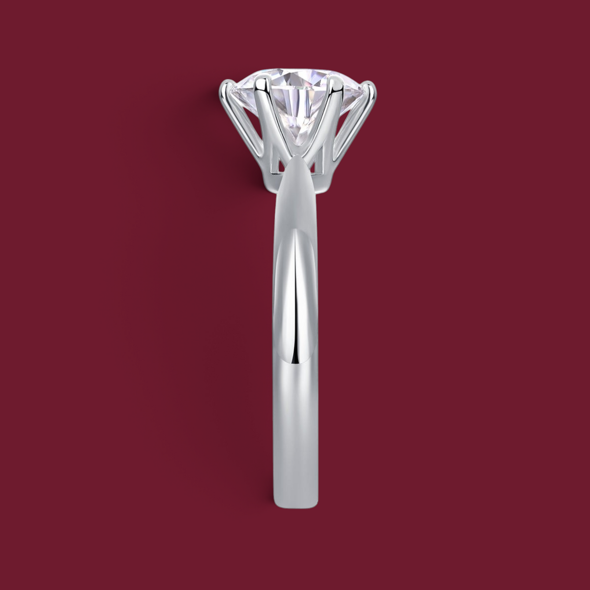 Six-prong solitaire moissanite ring, product photo 3 of 7
