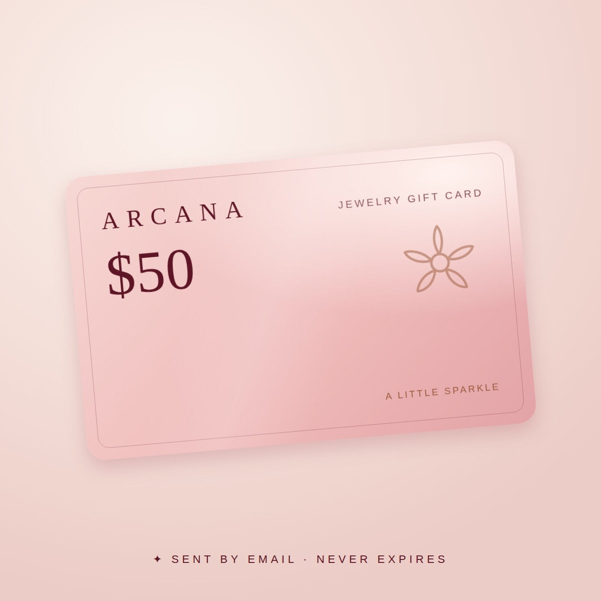 Arcana $50 gift card, Blush design