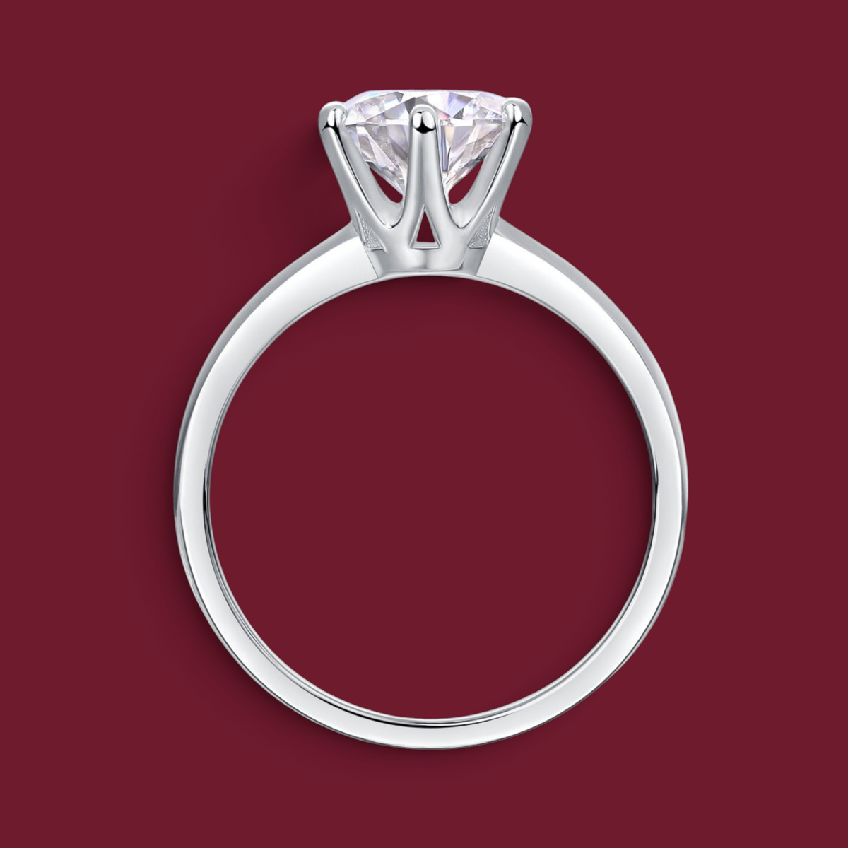 Six-prong solitaire moissanite ring, product photo 4 of 7