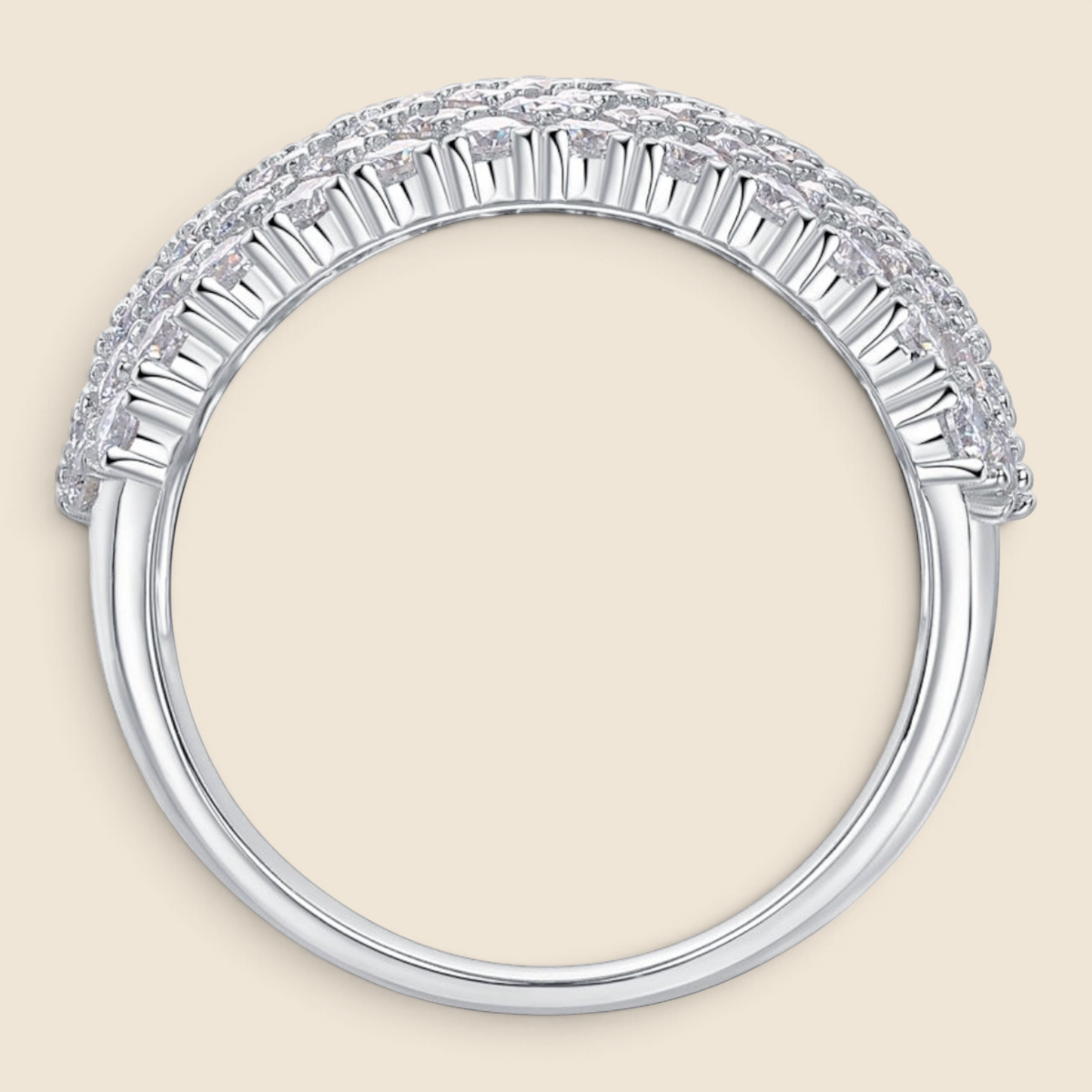 Multi-row wide band moissanite ring, product photo 5 of 6