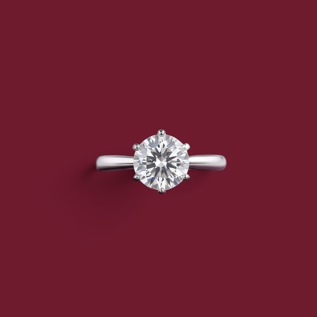 Six-prong solitaire moissanite ring, product photo 2 of 7