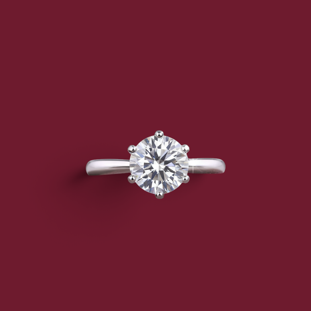 Six-prong solitaire moissanite ring, product photo 1 of 7