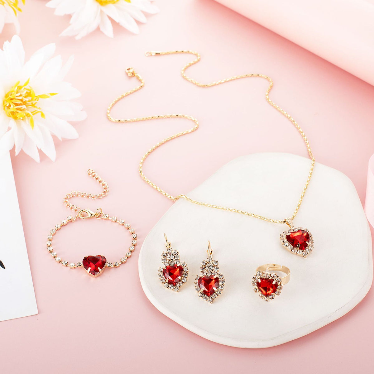 Heart & Rhinestone 4-Piece Jewelry Set — product photo 4 of 8