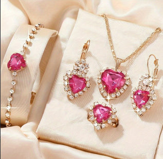 Heart & Rhinestone 4-Piece Jewelry Set — product photo 8 of 8