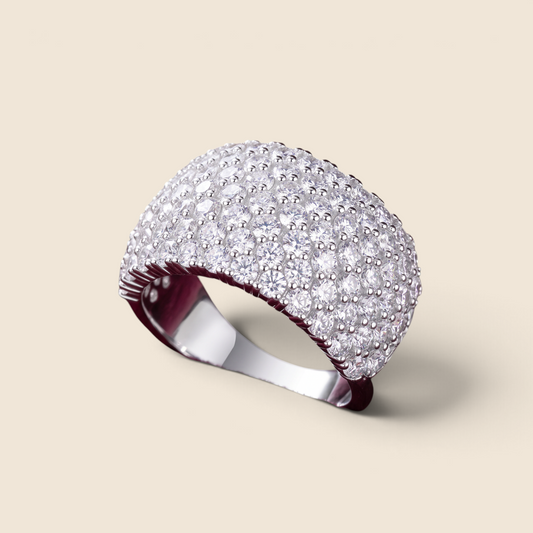 Multi-row wide band moissanite ring, product photo 1 of 6