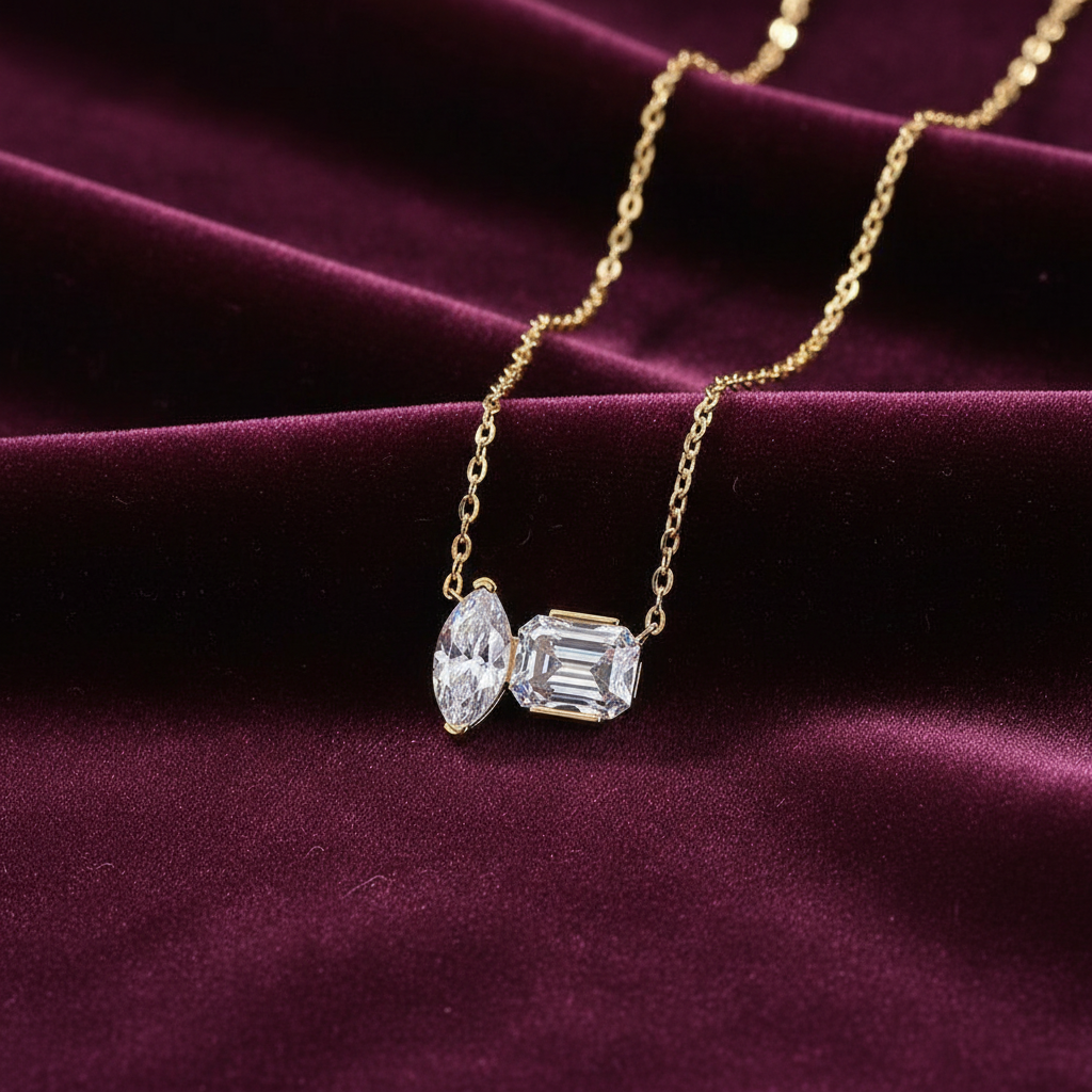 Double Marquise Moissanite Pendant