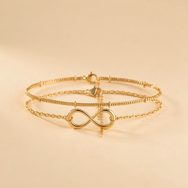 Dainty Infinity Layered Gold-Tone Bracelet Set — photo 2 of 4