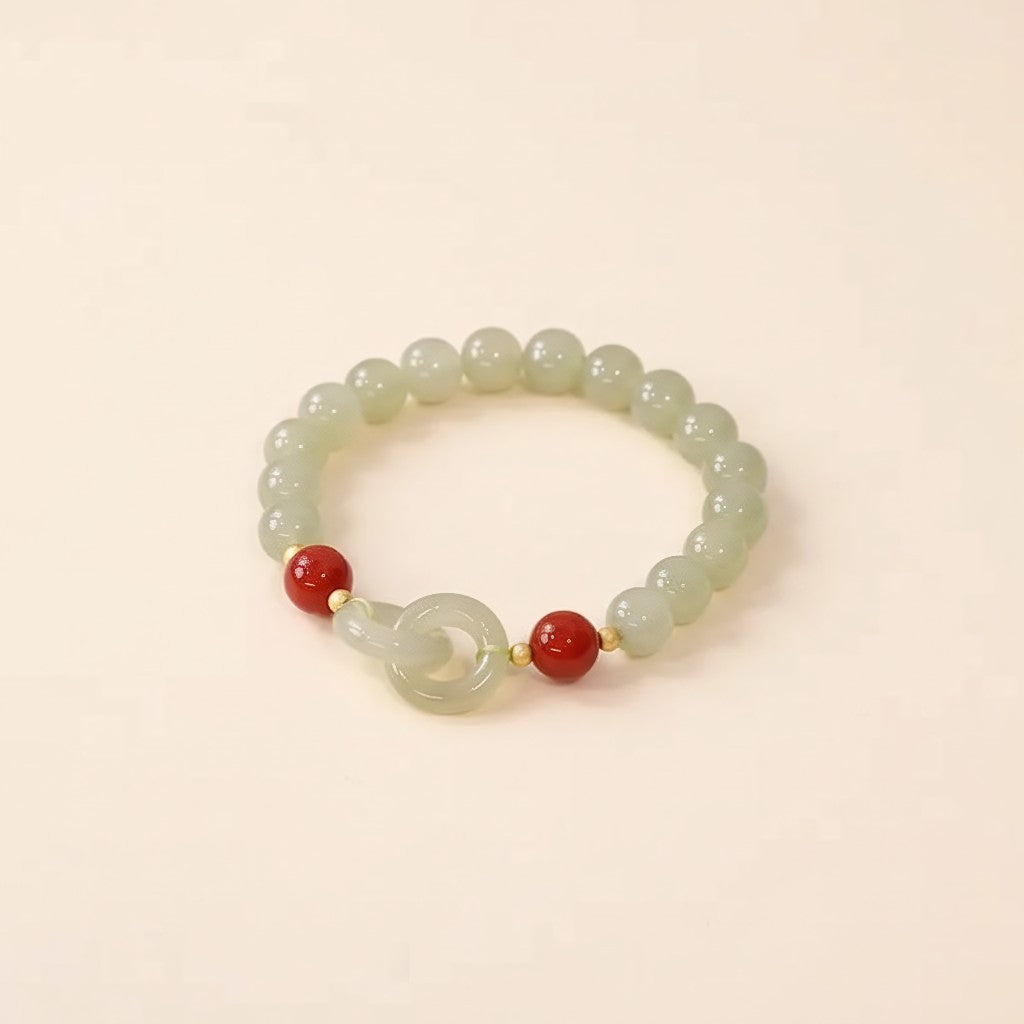 Chalcedony and red agate bracelet