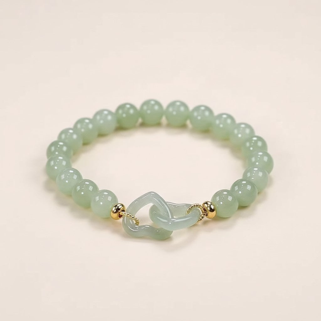 Chalcedony heart link bracelet