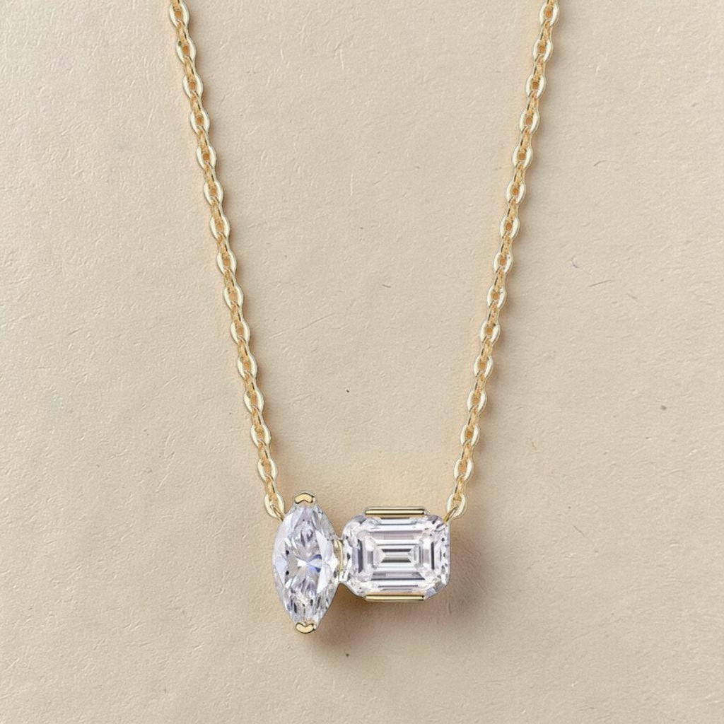 Dual Marquise Moissanite Pendant Necklace — product photo 1 of 2
