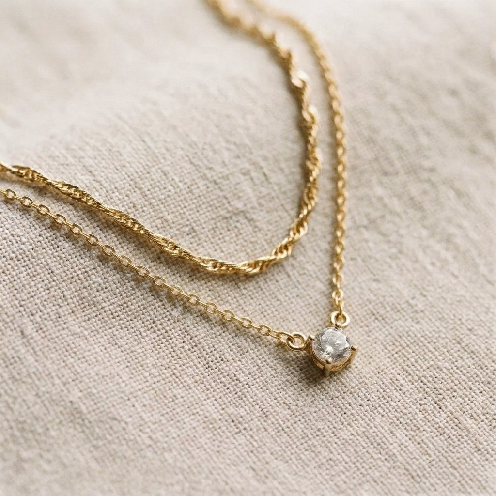 Solitaire Drop Pendant Necklace — product photo 2 of 3