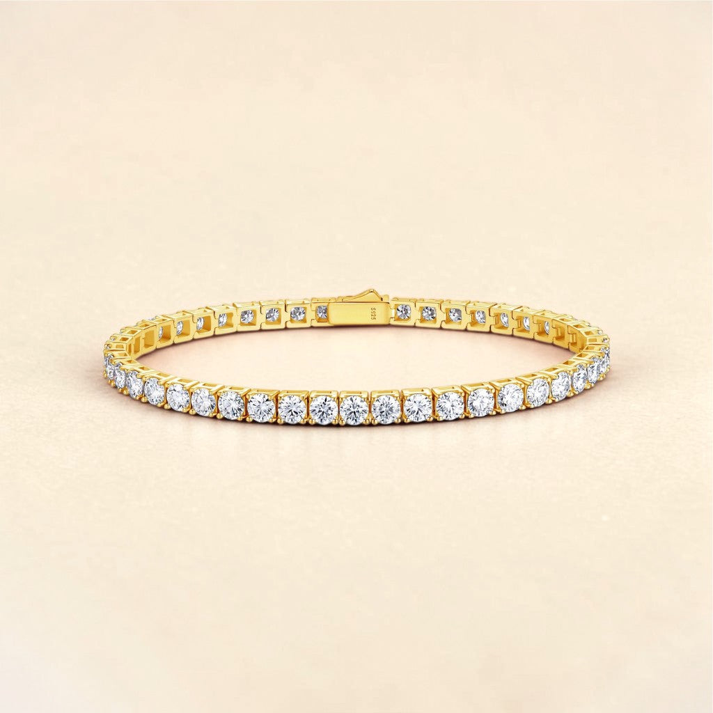 Gold-tone moissanite tennis bracelet