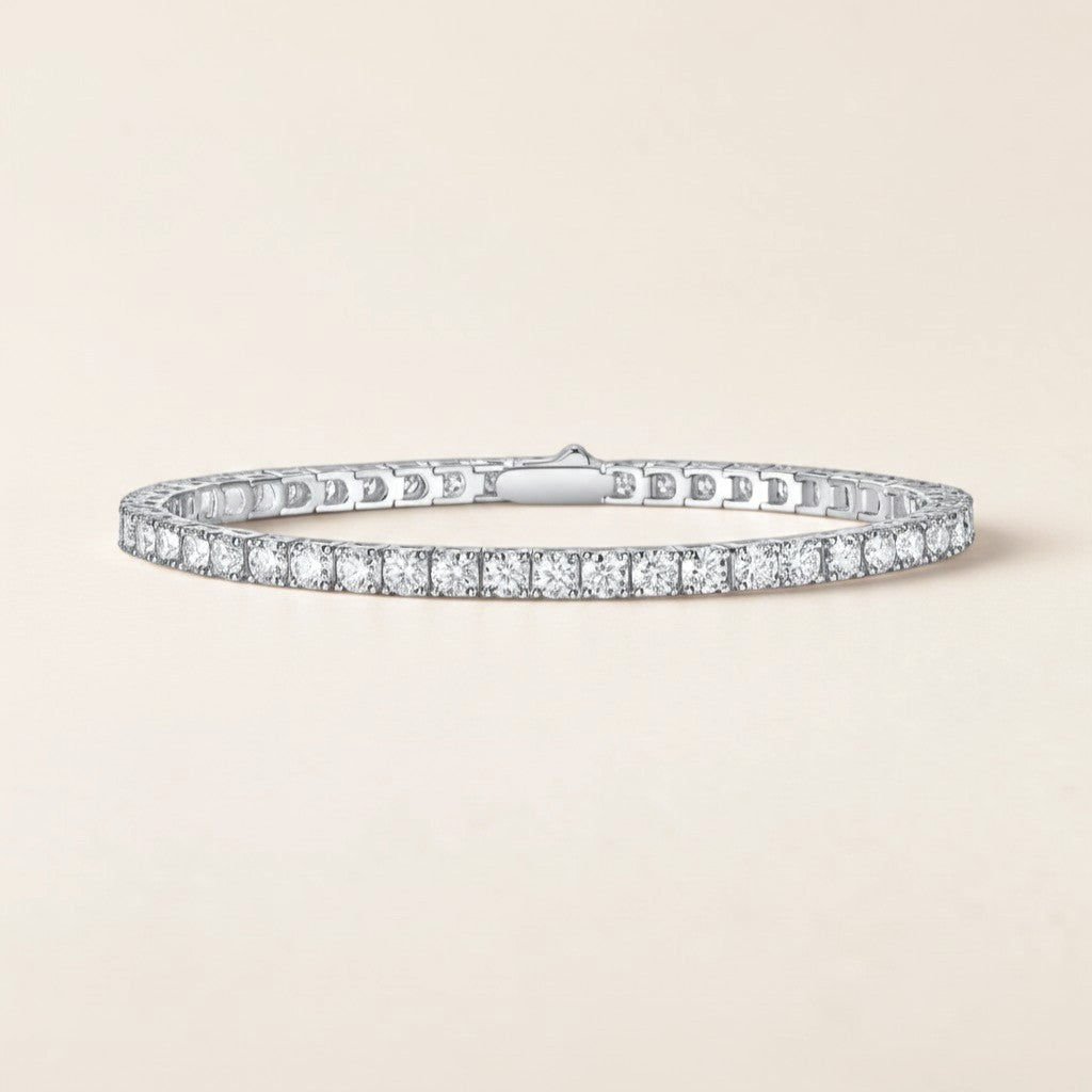 Silver-tone moissanite tennis bracelet