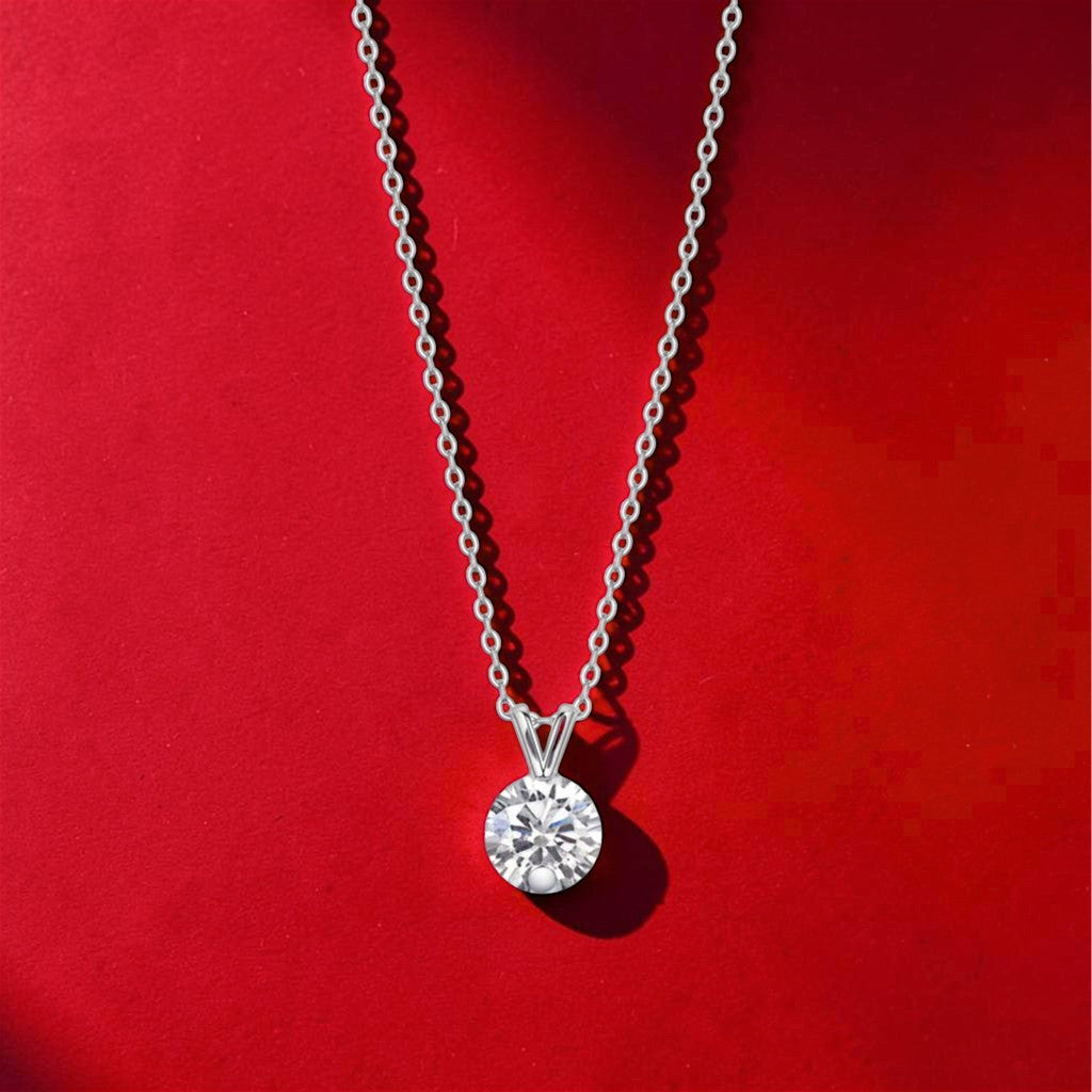 V-chain moissanite pendant necklace