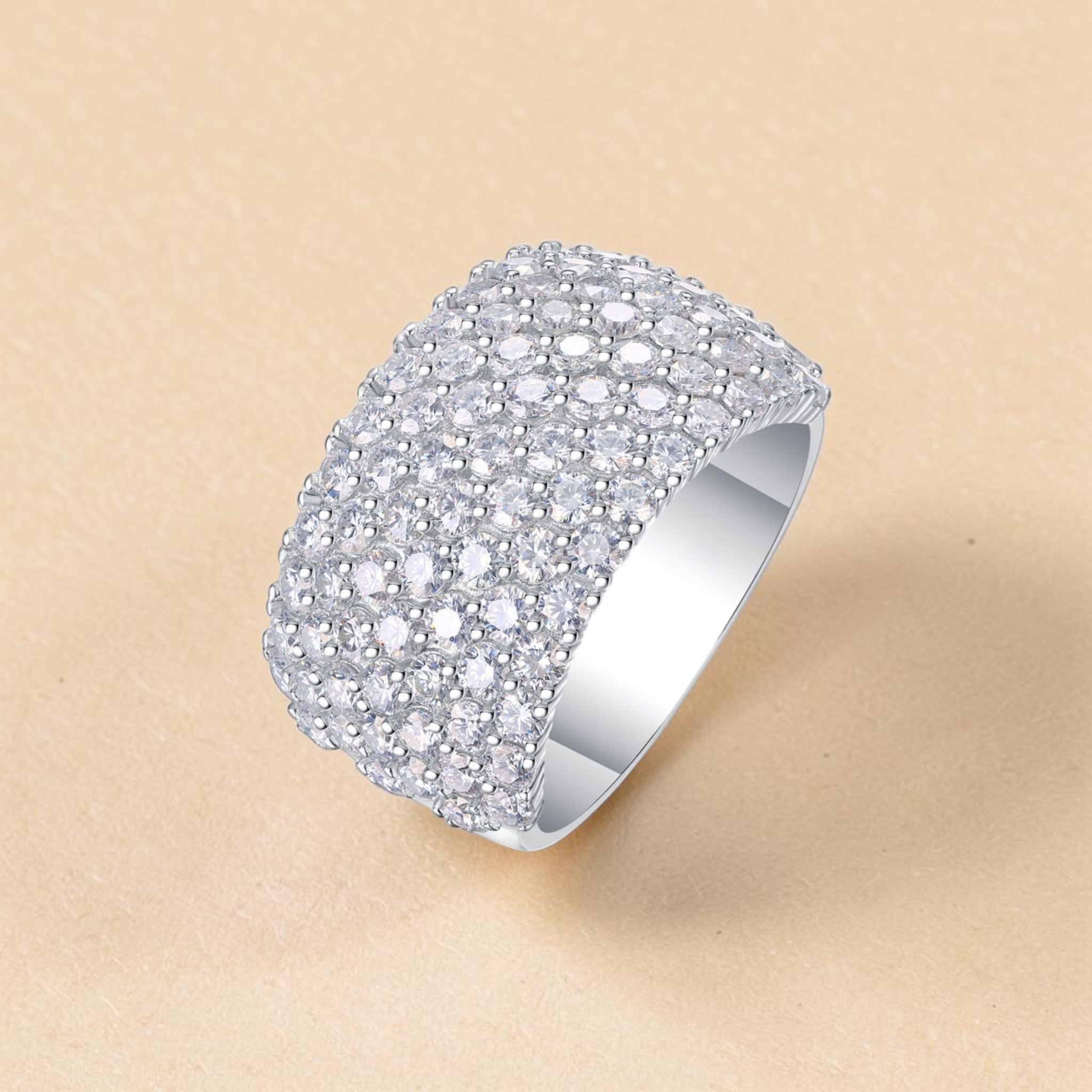 Multi-Row Wide Band Moissanite Ring