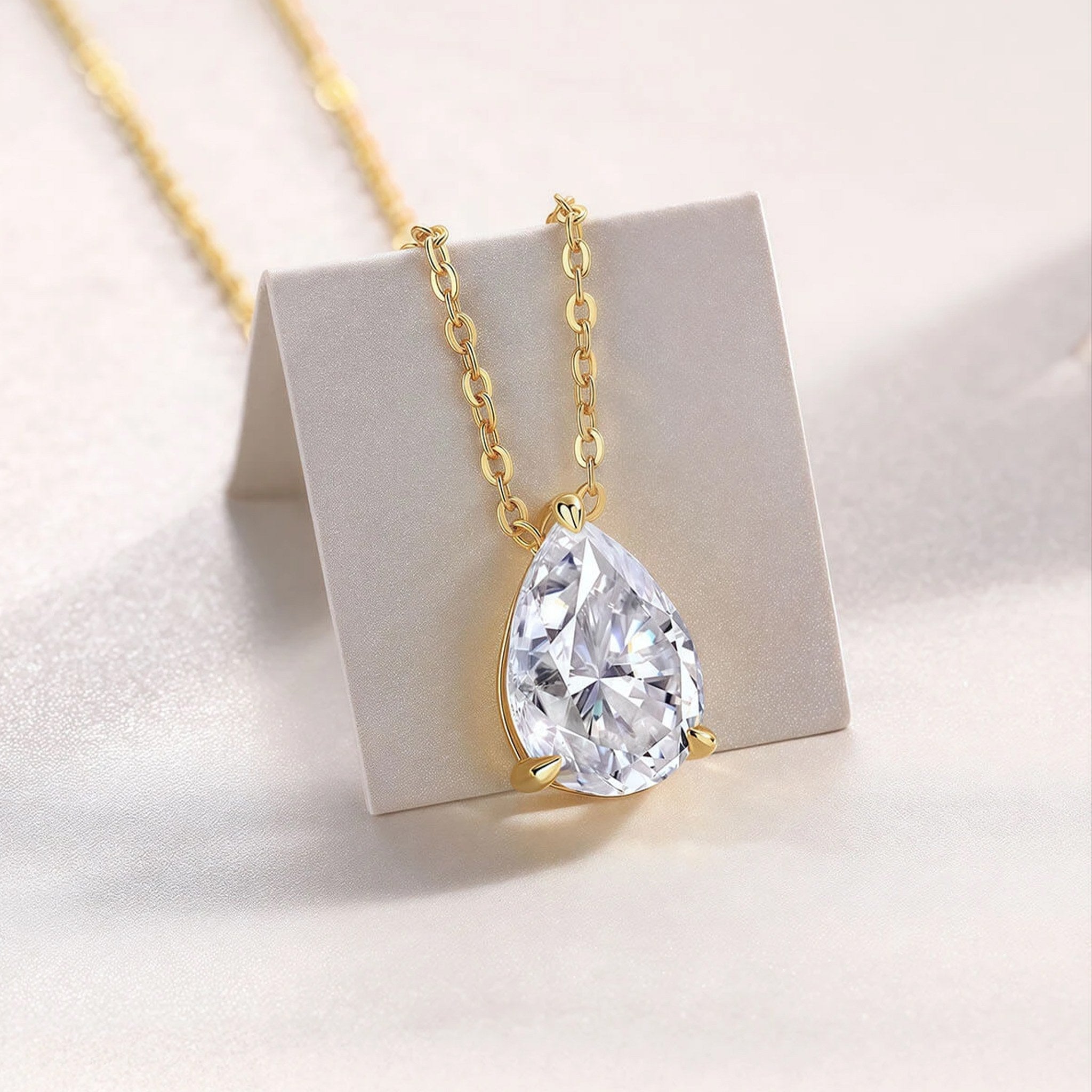 Under the Moon Pear Moissanite Necklace
