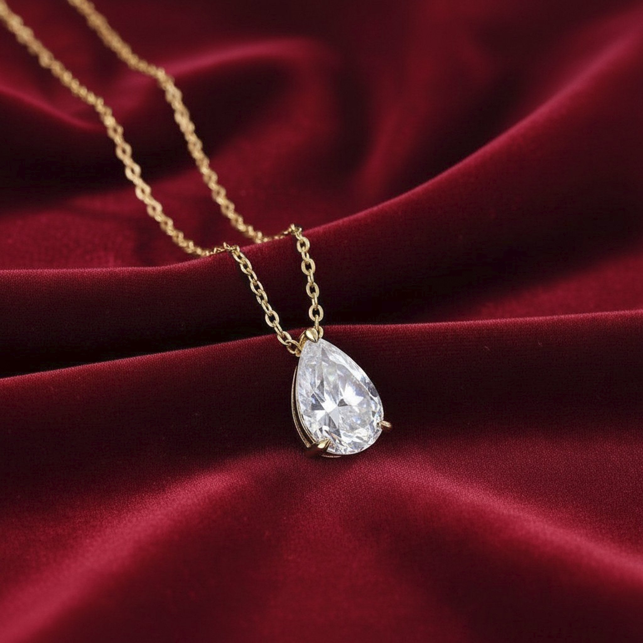 Under the Moon Pear Moissanite Necklace